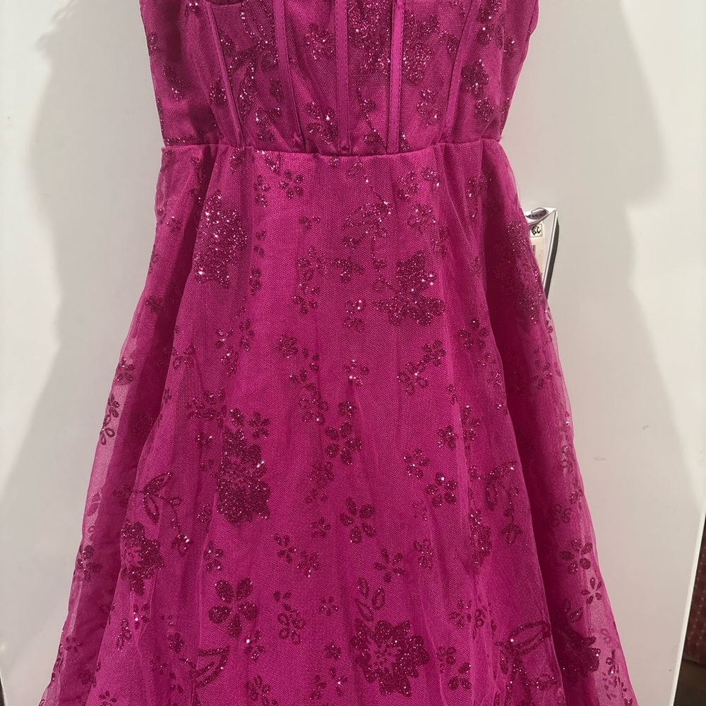B Darlin Vibrant Pink Maxi Dress - Picture 3 of 3